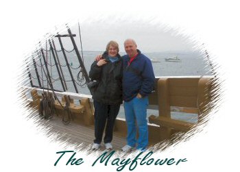 Picture of Cindy & Gary on the Mayflower, Plymouth Mass